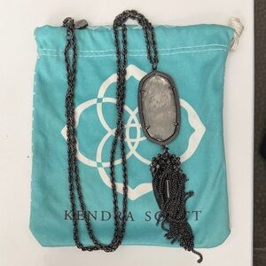Kendra Scott Gunmetal with Mirror Rock Pendant Tassel Necklace
